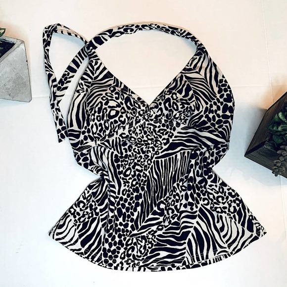 MERONA Animal Print Halter Swim Top - Picture 1 of 8
